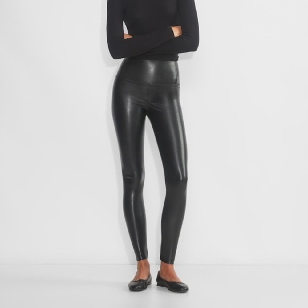 Wilfred Free Aritzia Black High-Waisted Vegan Leather Leggings- Daria